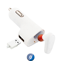 Cargador De Auto Usb Con Auricular Bluetooth Fifo 2,1a